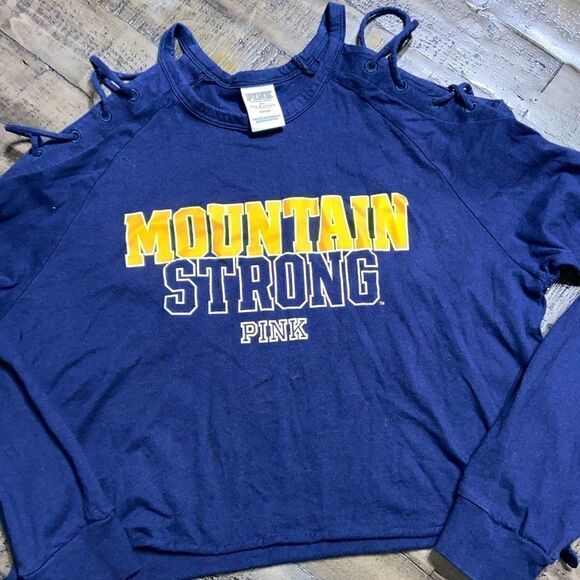 VS Pink WVU mountaineers open shoulder long sleeve top - Picture 1 of 5